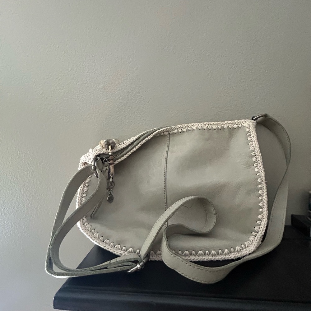The SAK boho Gray Women's leather Shoulder Bag